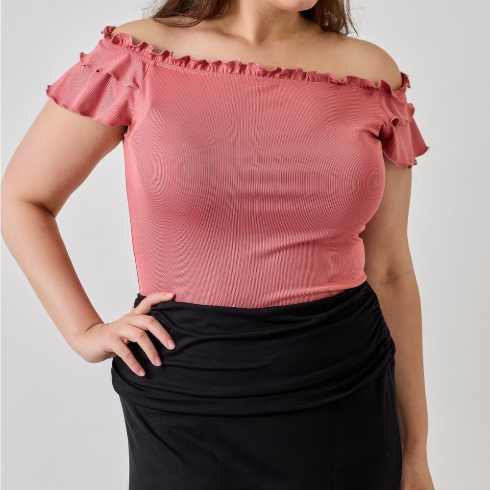 Knit Rib Double Ruffle Top - Picture 4 of 6
